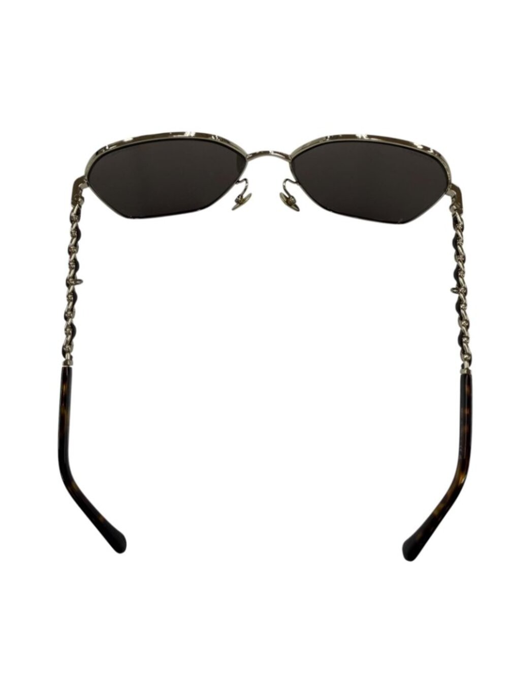 Chanel CC Logo Hexagon Chain Sunglasses Gold Black Demo Lens Eyewear - Picture 8 of 16